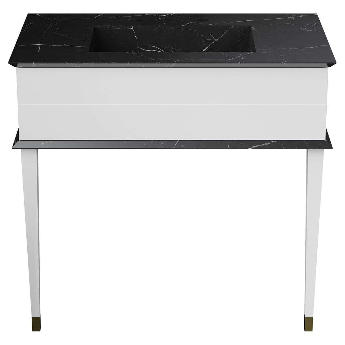 Classic Nero Marquina 36" White Vanity with Gold Accents