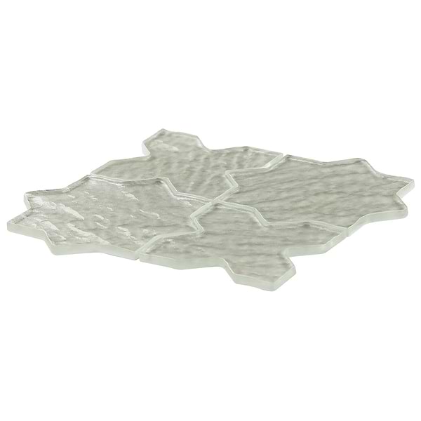 Behati White 4" Star Cross Polished Glass Mosaic Tile