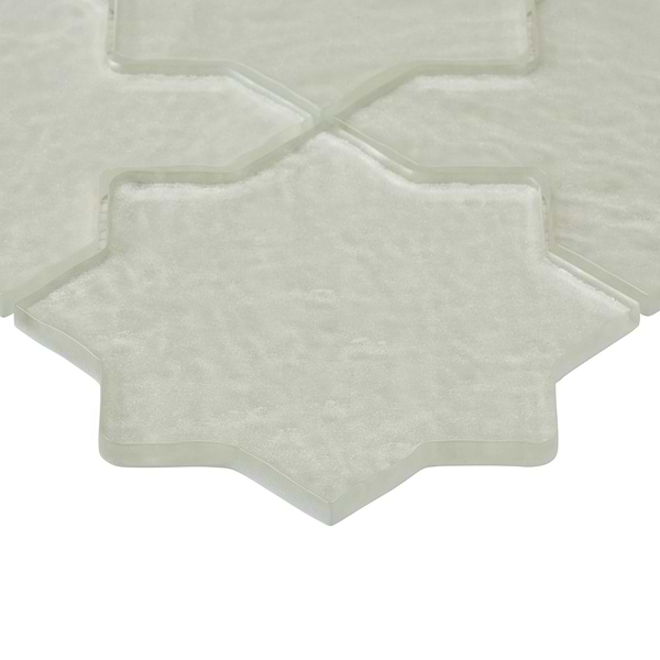 Behati White 4" Star Cross Polished Glass Mosaic Tile