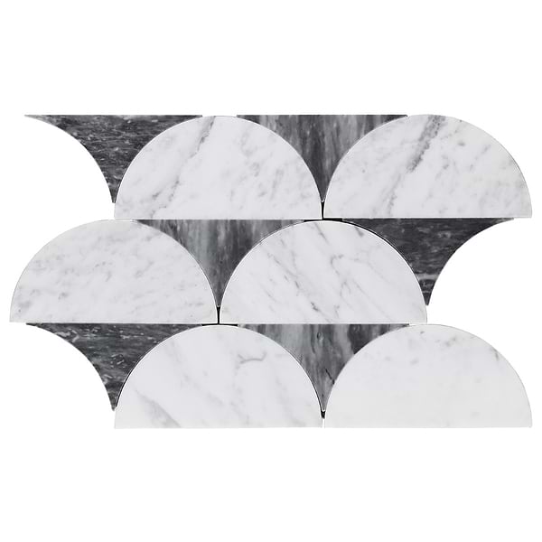 Moonrise Bardiglio Gray Polished Marble Waterjet Mosaic Tile