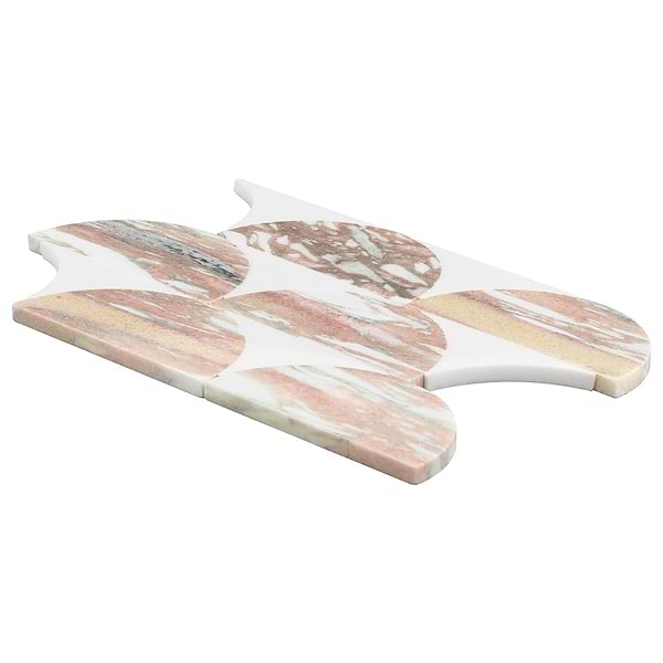 Moonrise Rosa Norvegia Pink Polished Marble Waterjet Mosaic Tile