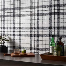 Microsaic Plaid Bardiglio Black & White Polished Marble Mosaic Tile