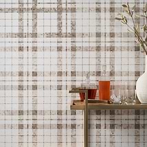 Microsaic Plaid Wooden Beige Polished Marble Mosaic Tile