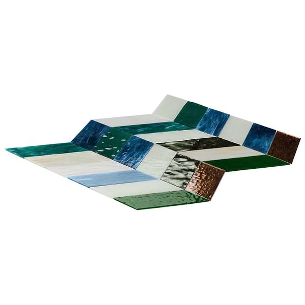 Elizabeth Sutton Meta Vermont Jade Green 2x5 Chevron Glossy Glass Mosaic Tile