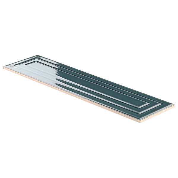 Colorplay Frame Emerald Green 4.5x18 3D Crackled Glossy Ceramic Tile