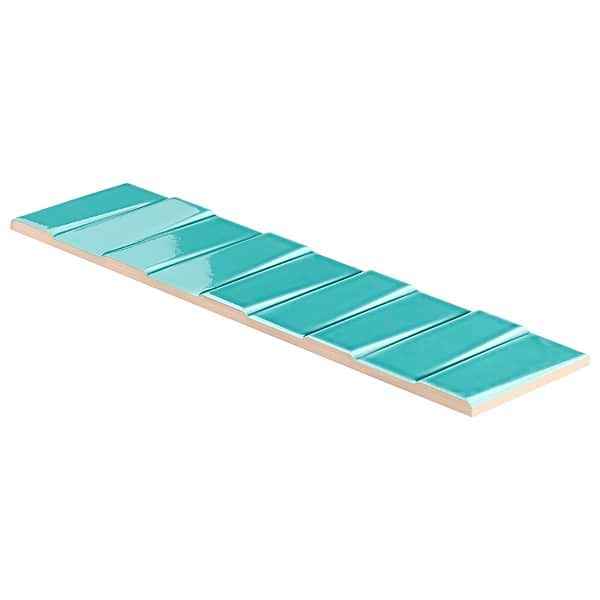 Colorplay Steps Teal Green 4.5x18 3D Crackled Glossy Ceramic Tile