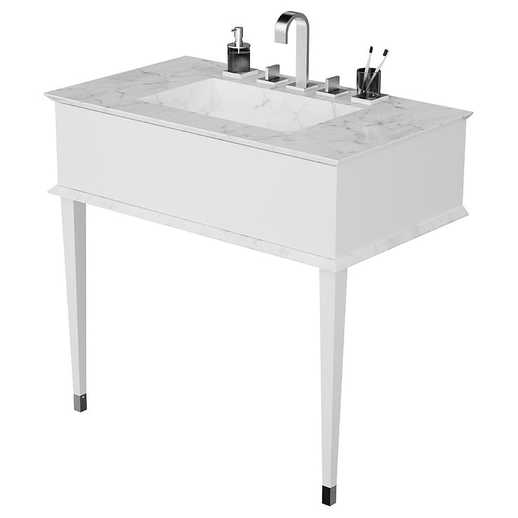 Classic 36" White Gloss & Chrome Vanity  in White, View 10, open zoomed image