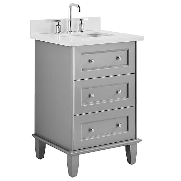 Nora Gray 24" Single Vanity with Pure White Quartz Top