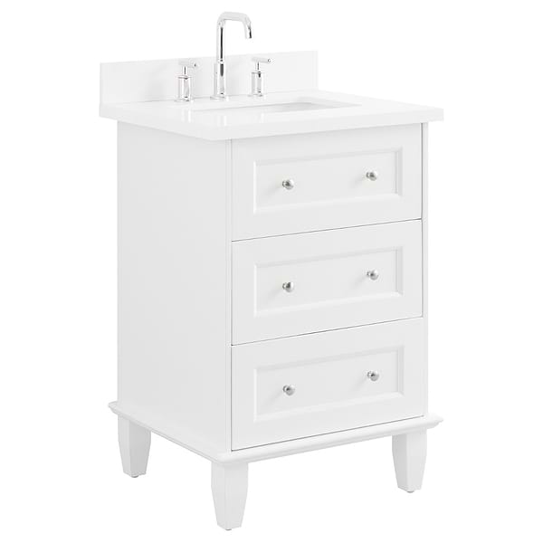 Nora White 24" Single Vanity with Pure White Quartz Top