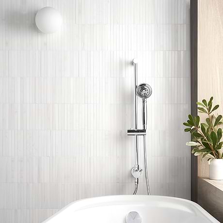 Bianco Dolomite White 1x6 Stacked Premium Polished Marble Mosaic Tile