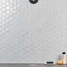 Nabi Hexagon Arctic Blue 3" Crackled Glossy Glass Mosaic Tile