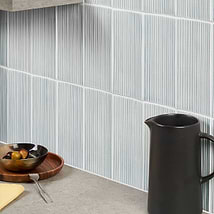 Nabi Subway Arctic Blue 4.5x9 Fluted Ridged Crackled Glossy Glass Tile