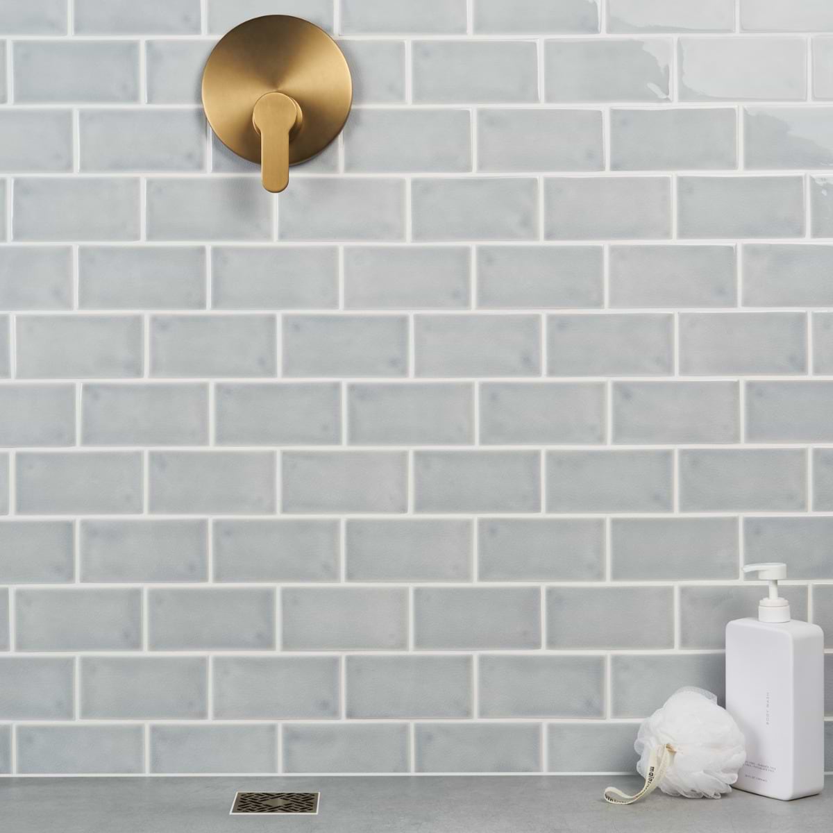 Shop Nabi Subway Arctic Blue 3x6 Glossy Crackled Glass Tile