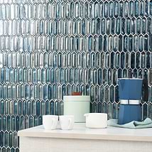 Komorebi Picket Jet Stream Blue 1x3 Polished Glass Mosaic Tile
