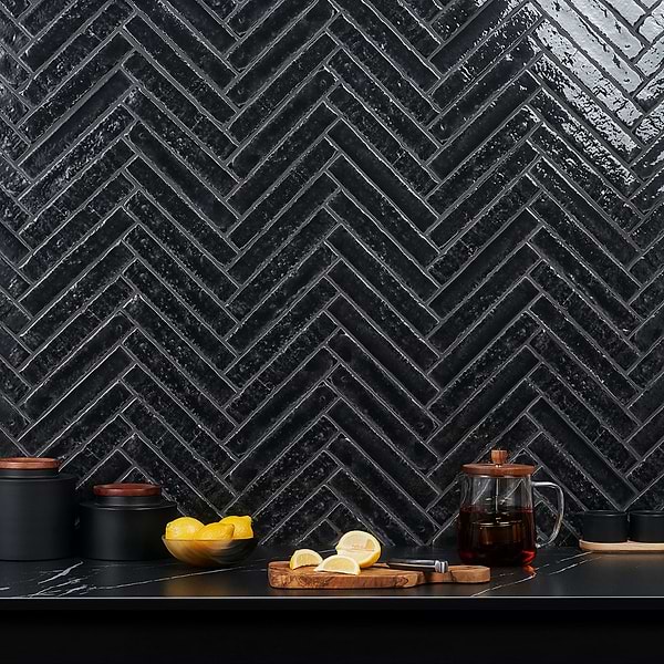 Wabi Sabi Coal Black 1.5x9 Glossy Ceramic Tile