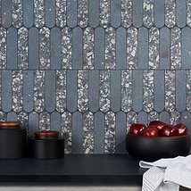 Kobe Fin Ocean Blue 2x8 Terrazzo Look Matte Porcelain Mosaic Tile