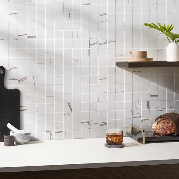 Minera Sahara Blanco White 2x2 Marble Look Matte Mosaic Tile