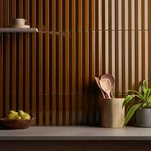Ponto Ochre Yellow Fluted 5x16 3D Polished Porcelain Tile