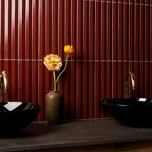 Ponto Ruby Red Fluted 5x16 3D Polished Porcelain Tile