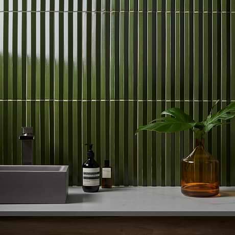 Ponto Verde Green Fluted 5x16 3D Polished Porcelain Tile