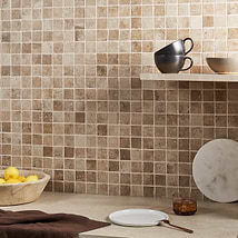 Seville Delfi Dark Beige 2x2 Travertine Look Matte Porcelain Mosaic Tile