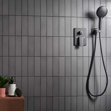 Color One Fossil Gray 2x8 Glossy Lava Stone Tile