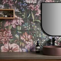 Angela Harris Wilder Garden Pink 8x8 Mural Matte Porcelain Tile