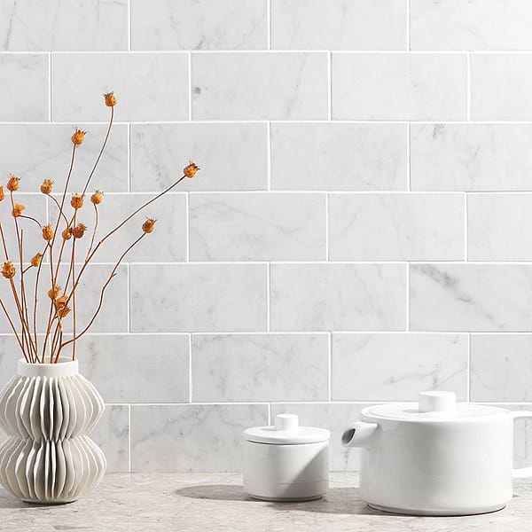 Sample-Bianco Carrara 3x6 Polished Marble Tile
