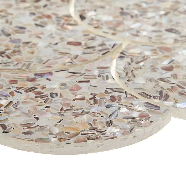 Reef Cream 5" Fish Scale Polished Pearl Terrazzo Mosaic Tile