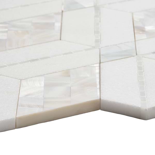 Diana White Polished Marble and Pearl Mosaic Tile