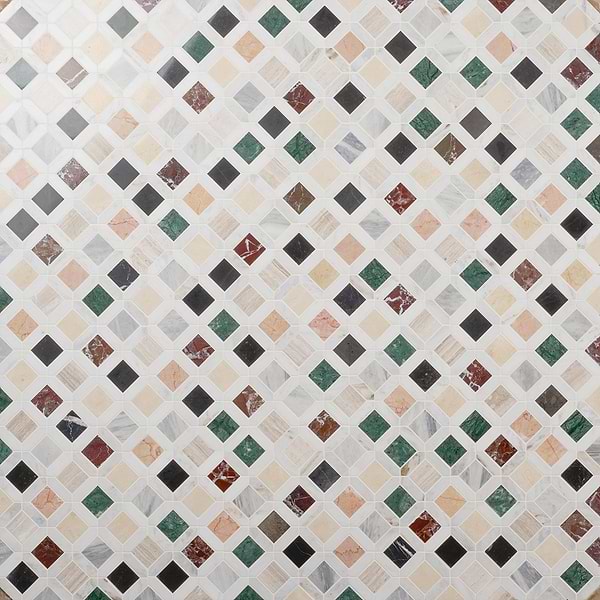Nola Multicolor 2x2 Polished Marble Mosaic Tile in Multicolor, View 1