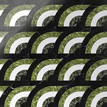 Elizabeth Sutton Arc Horizontal Soul Green & Black 12x12 Polished Marble Mosaic Tile