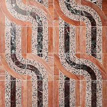 Elizabeth Sutton Arc Interlock Canyon Terracotta 12x12 Honed Marble and Terrazzo Mosaic Tile