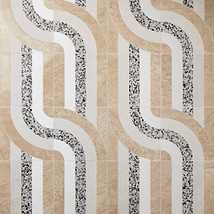 Elizabeth Sutton Arc Interlock Desert Beige 12x12 Honed Marble and Terrazzo Mosaic Tile