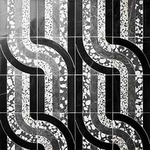 Elizabeth Sutton Arc Interlock Noir Black & White 12x12 Honed Marble and Terrazzo Mosaic Tile