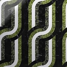 Elizabeth Sutton Arc Interlock Soul Green & Black 12x12 Polished Marble Mosaic Tile