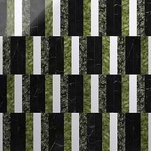 Elizabeth Sutton Arc Offset Linear Soul Green & Black 12x12 Polished Marble Mosaic Tile