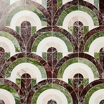 Elizabeth Sutton Arc Offset Semi-Circle Rainbow Multicolor 12x12 Polished Marble Mosaic Tile