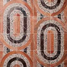 Elizabeth Sutton Arc Oval Canyon Terracotta 12x12 Honed Marble and Terrazzo Mosaic Tile