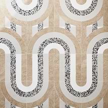 Elizabeth Sutton Arc Wave Desert Beige 12x12 Honed Marble and Terrazzo Mosaic Tile