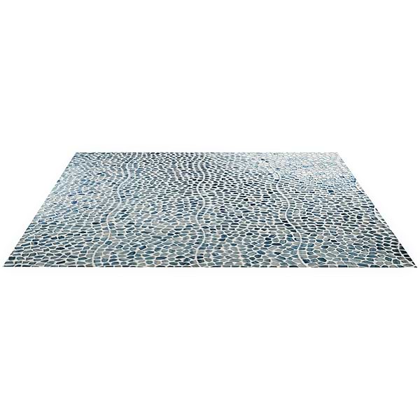Komorebi Pebble Jet Stream Blue Polished Glass Mosaic Tile