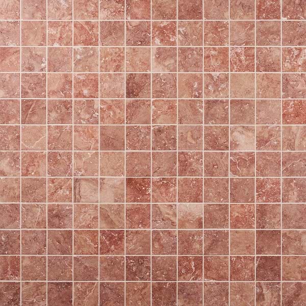 Velour Red Travertine 4x4 Leather Marble Tile in Red, View 1