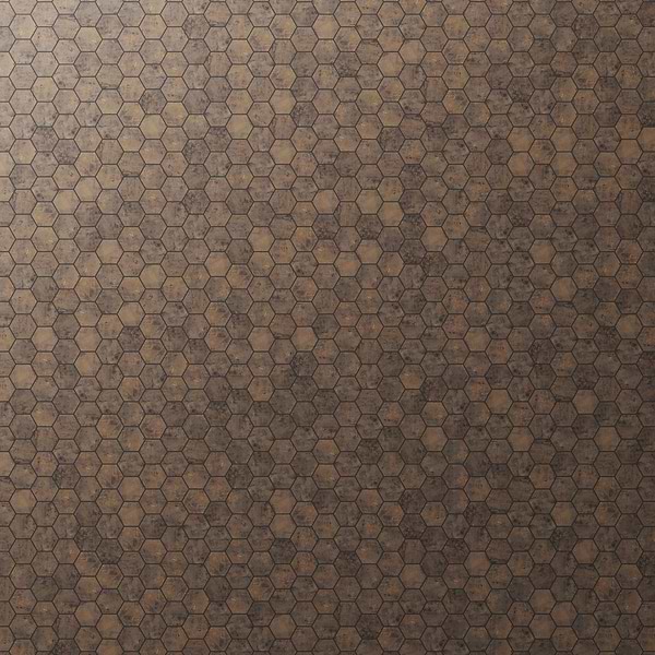 Portrait Copper 2" Hex Matte Mosaic Tile in Bronze, View 1