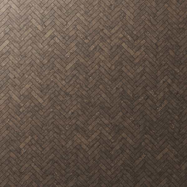 Portrait Copper 1x4 Herringbone Matte Mosaic Tile in Bronze, View 1