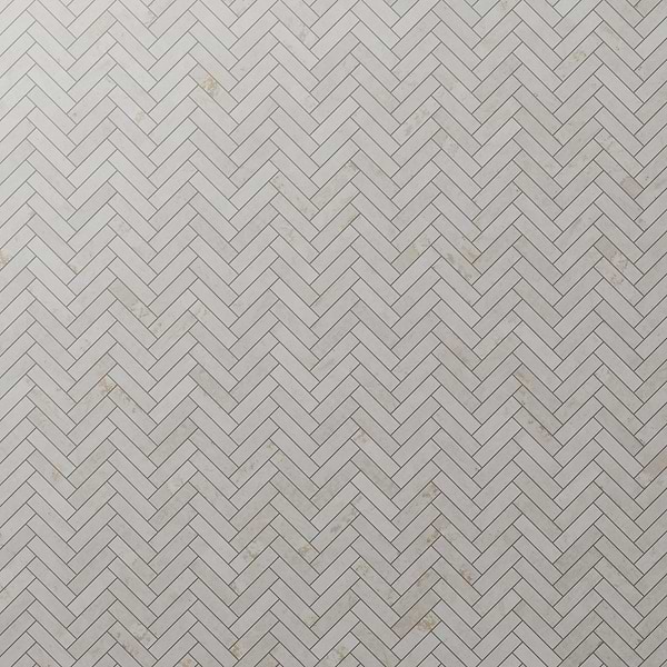 Portrait Ivory 1x4 Herringbone Matte Mosaic Tile in White, View 1