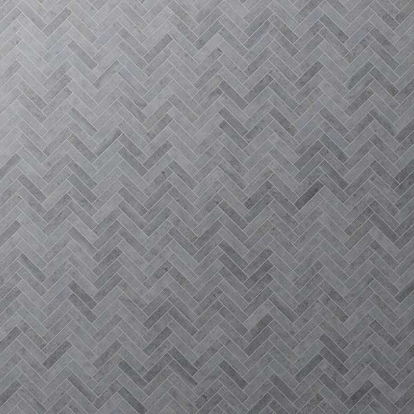 Portrait Ocean Blue 1x4 Herringbone Matte Mosaic Tile in Blue Gray, View 1