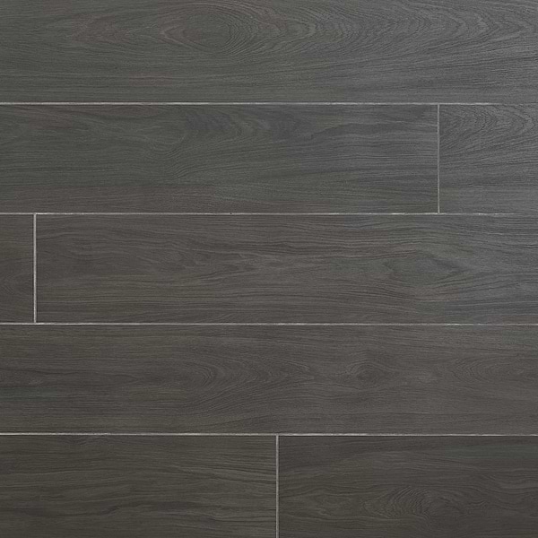 Millie Ebony Black 10x60 XL Wood Look Matte Porcelain Tile in Black, View 1