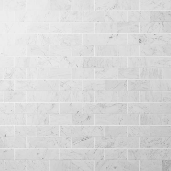 Bianco Carrara 3x6 Polished Marble Tile in White, View 1