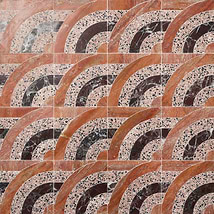 Elizabeth Sutton Arc Horizontal Canyon Terracotta 12x12 Honed Marble and Terrazzo Mosaic Tile