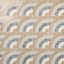 Elizabeth Sutton Arc Horizontal Fish Scale Desert Beige 12x12 Honed Marble and Terrazzo Mosaic Tile